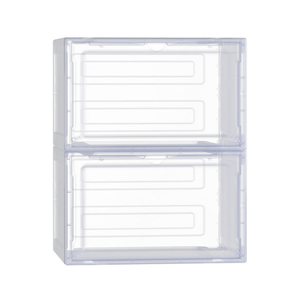 Shoe Organisers Artiss Diy Shoe Box Set Of 2 Stackable Storage Case Magnetic Door