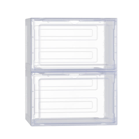 Artiss Diy Shoe Box Set Of 2 Stackable Storage Case Magnetic Door Shoe Organisers