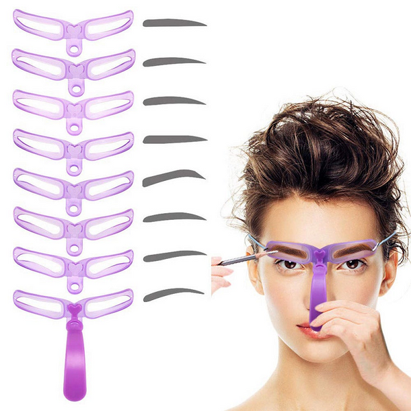 8 In 1 Eyebrow Templates Stencils Diy Eyebrows Shaping Eyebrow Liner & Definition