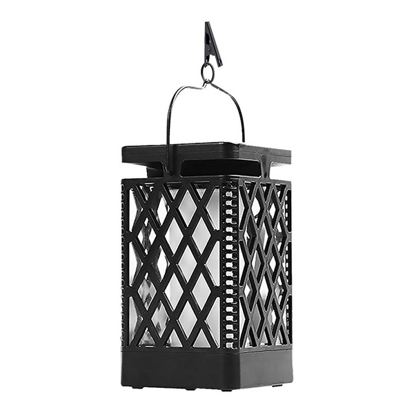 Flickering Flame Lantern Diamond Cutout Pattern Decorative Solar Outdoor Lights Wall Mount For Patio Deck Yard Decorative Lighting