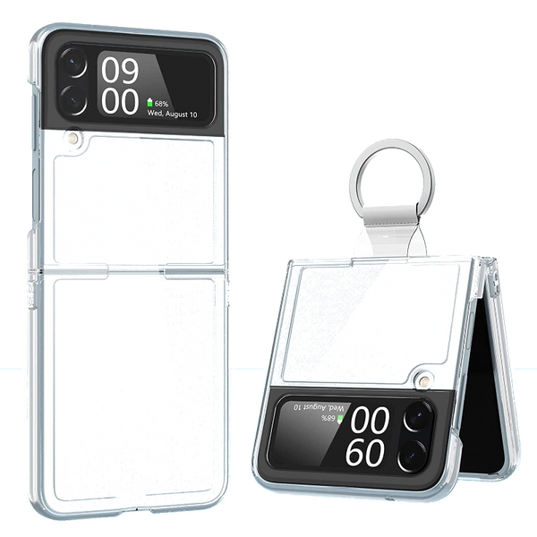 For Samsung Galaxy Z Flip 4 5G Transparent Case With Ring Clear Anti Scratch Full Body Shockproof Protective Phone Cases Covers & Skins