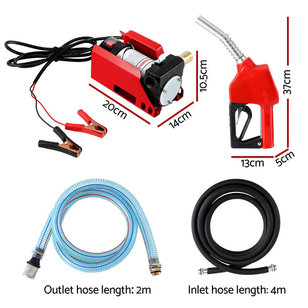Giantz Fuel Transfer Pump Electric Diesel Kerosene 12V Dc 10Gpm Nozzle Hose Fuel Pumps