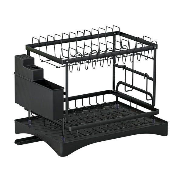 Cefito Dish Rack Expandable Drying Drainer Cutlery Holder Tray Kitchen 2 Tiers Racks & Holders