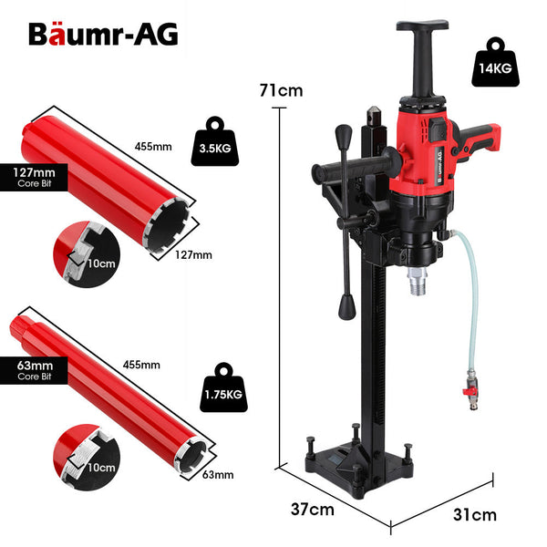 Baumr Ag Baumr Ag 2000W 160Mm Handheld Core Drill W/Stand63mm & 127Mm Bit Combo For Concrete Coring Hole Drilling Corded Drills