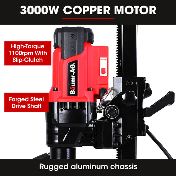 Baumr Ag 3000W 200Mm Concrete Core Drill With Stand Rig Corded Drills