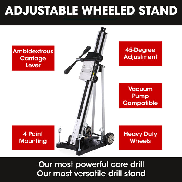 Baumr Ag 3200W 300Mm Wet/Dry Core Drill W/ Wheeled Rig Stand Combo For Concrete Coring Hole Drilling Corded Drills
