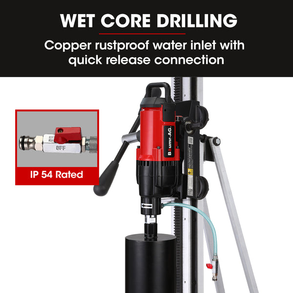 Baumr Ag 3200W 300Mm Wet/Dry Core Drill W/ Wheeled Rig Stand Combo For Concrete Coring Hole Drilling Corded Drills