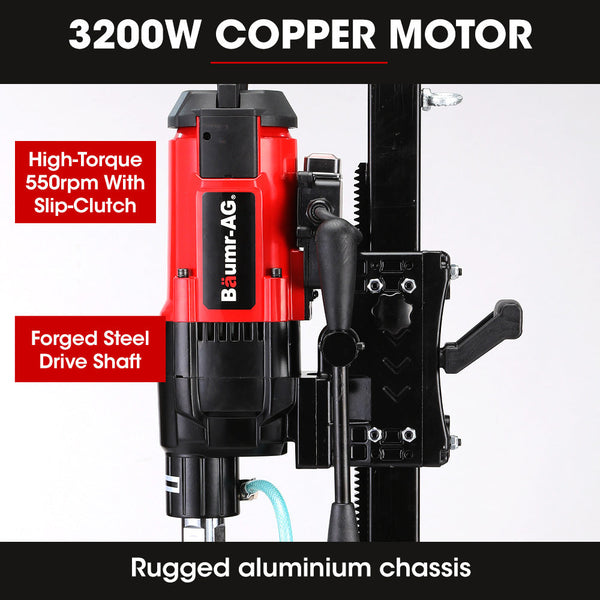 Baumr Ag Baumr Ag 3200W 280Mm Vertical Stand Core Drill & 202Mm Bit Combo For Demolition Concrete Coring Hole Drilling Corded Drills