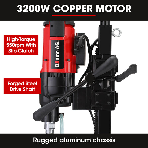 Baumr Ag 3200W 280Mm Concrete Core Drill With Wheeled Stand Rig Corded Drills