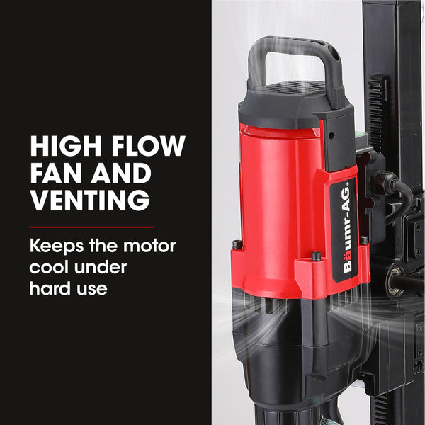 Baumr Ag 3200W 280Mm Concrete Core Drill With Wheeled Stand Rig Corded Drills