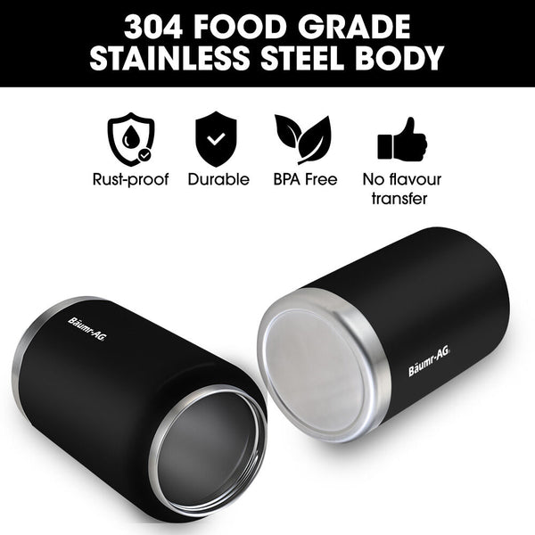 Baumr Ag 3.8L Double Wall Insulated Stainless Steel Water Bottle Drink Jug With Handle Black Vacuum Flasks & Mugs