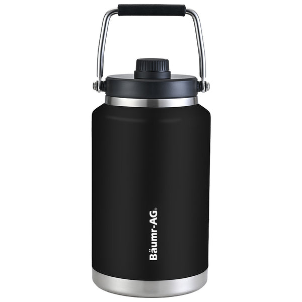 Baumr Ag 3.8L Double Wall Insulated Stainless Steel Water Bottle Drink Jug With Handle Black Vacuum Flasks & Mugs