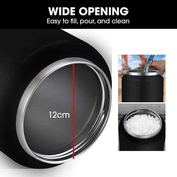 Baumr Ag Baumr Ag 3.8L Double Wall Insulated Stainless Steel Water Bottle Drink Jug With Handle Black Vacuum Flasks & Mugs