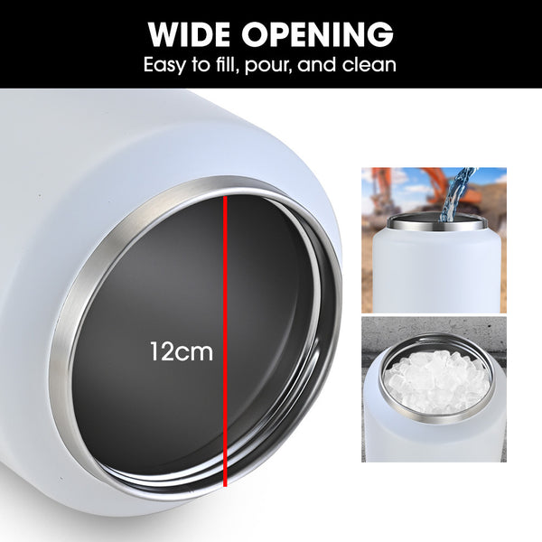 Baumr Ag Baumr Ag 3.8L Double Wall Insulated Stainless Steel Water Bottle Drink Jug With Handle White Vacuum Flasks & Mugs