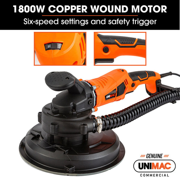 Unimac 1800W Drywall Sander Plaster Automatic Wall Gyprock Vacuum System Air Filtration Systems