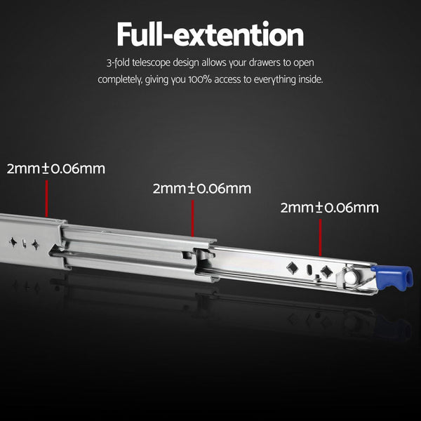 Giantz 2X Drawer Slides Heavy Duty Full Extension Locking 1150 2300Mm Length Cabinet Pulls