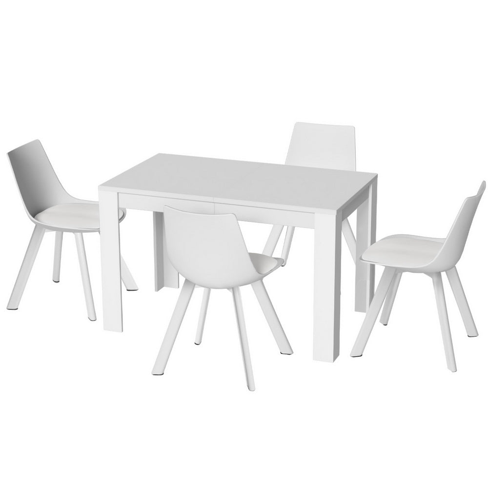 Artiss Rectangle Dining Table And 4 Chairs Set In White Dining Sets