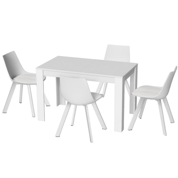Artiss Rectangle Dining Table And 4 Chairs Set In White Dining Sets
