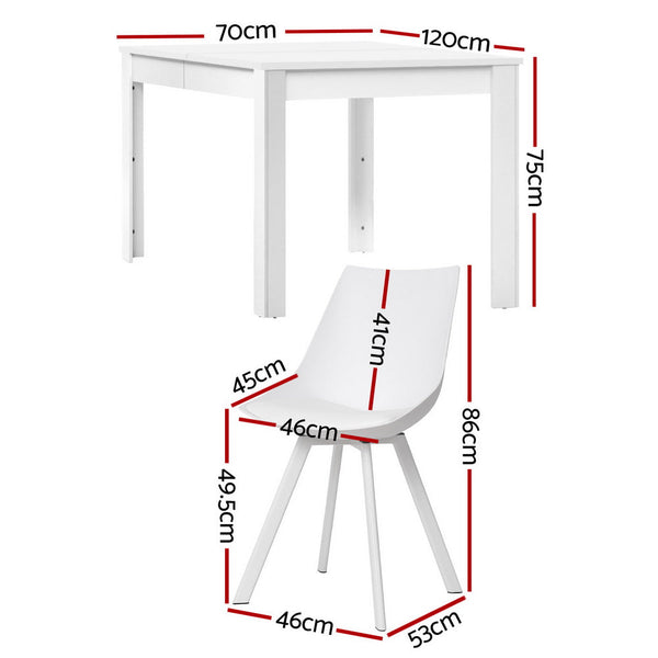 Artiss Rectangle Dining Table And 4 Chairs Set In White Dining Sets