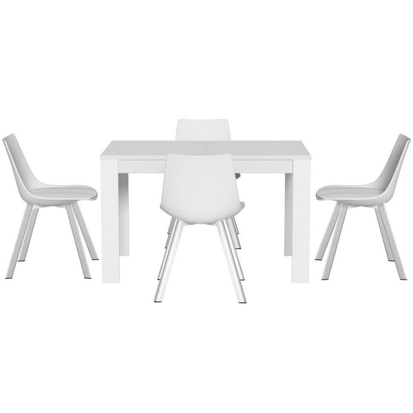 Artiss Rectangle Dining Table And 4 Chairs Set In White Dining Sets