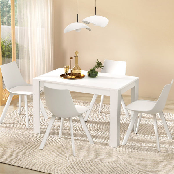 Artiss Rectangle Dining Table And 4 Chairs Set In White Dining Sets