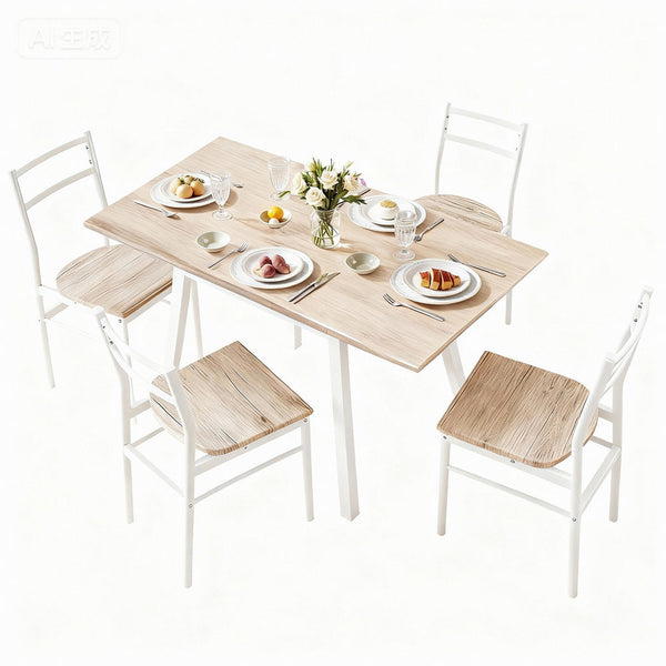 Artiss Dining Table And Chairs Set 5Pcs Foldable Kitchen Furniture Natural White Dining Sets