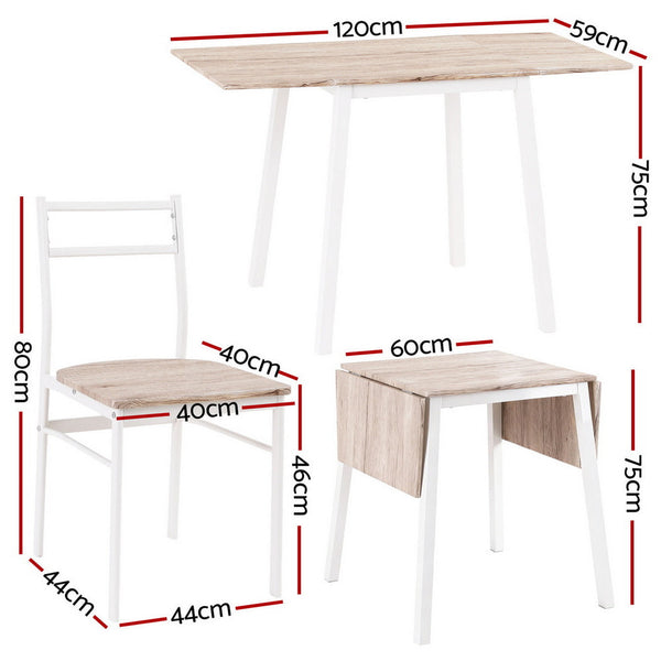 Artiss Dining Table And Chairs Set 5Pcs Foldable Kitchen Furniture Natural White Dining Sets