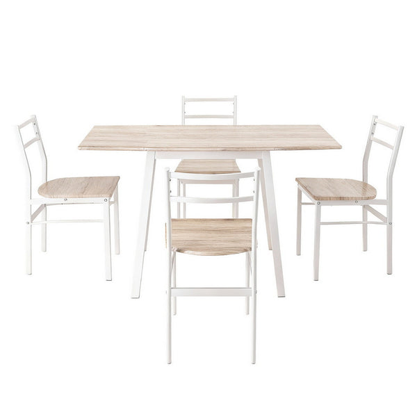 Artiss Dining Table And Chairs Set 5Pcs Foldable Kitchen Furniture Natural White Dining Sets