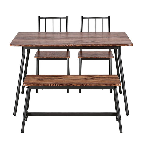 Artiss Dining Table And Chairs Set Of 4 Bench Kitchen Furniture Rustic Brown Dining Sets