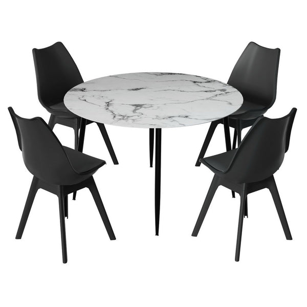 Artiss 1 Dining Table And 4 Chairs Set Marble Black Dining Sets