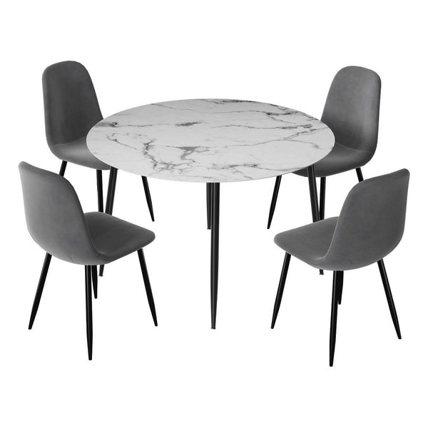 Artiss 1 Dining Table And 4 Chairs Set Marble Grey Dining Sets