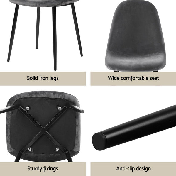 Artiss 1 Dining Table And 4 Chairs Set Marble Grey Dining Sets