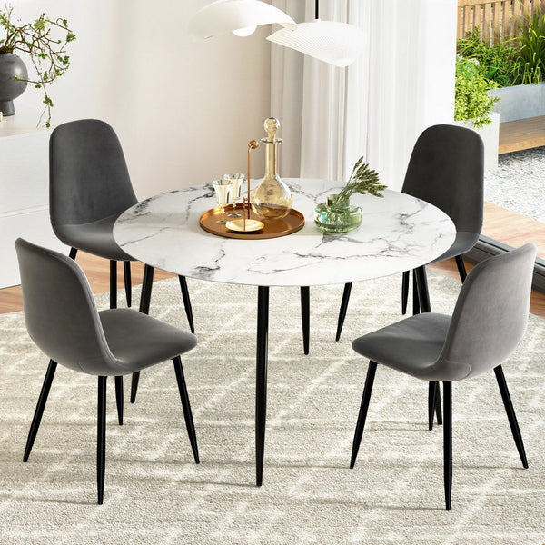 Artiss 1 Dining Table And 4 Chairs Set Marble Grey Dining Sets