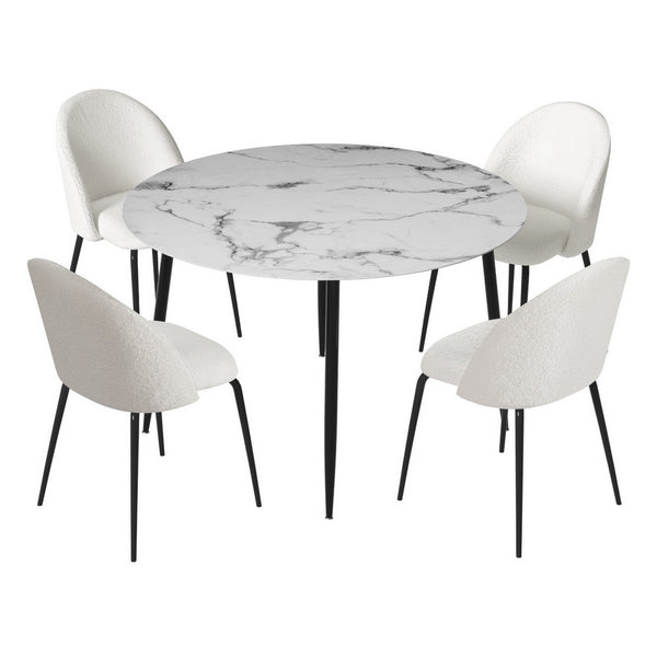 Artiss 1 Dining Table And 4 Chairs Set Marble White Dining Sets