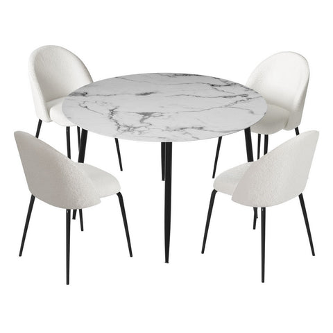 Artiss 1 Dining Table And 4 Chairs Set Marble White Dining Sets