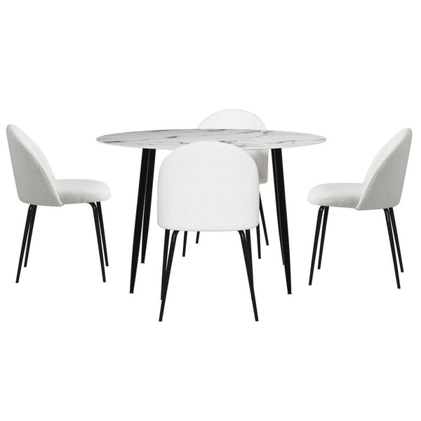 Artiss 1 Dining Table And 4 Chairs Set Marble White Dining Sets
