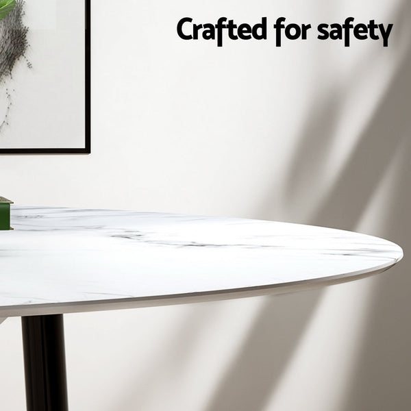 Artiss 1 Dining Table And 4 Chairs Set Marble White Dining Sets