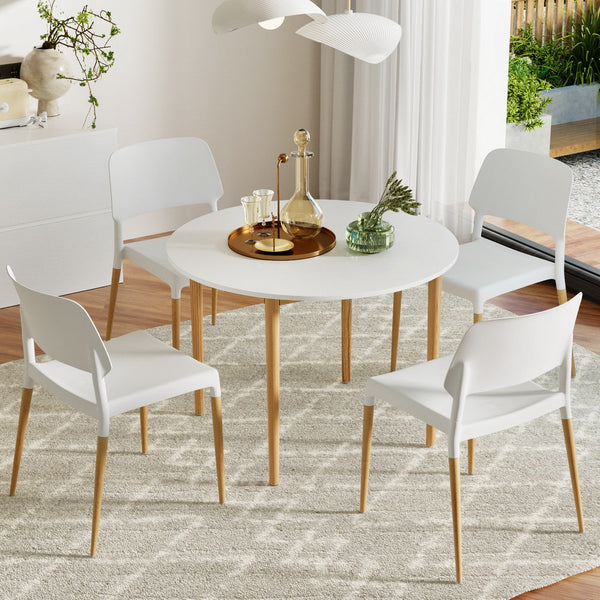 Artiss 1 Dining Table And 4 Chairs Set White Wood Dining Sets