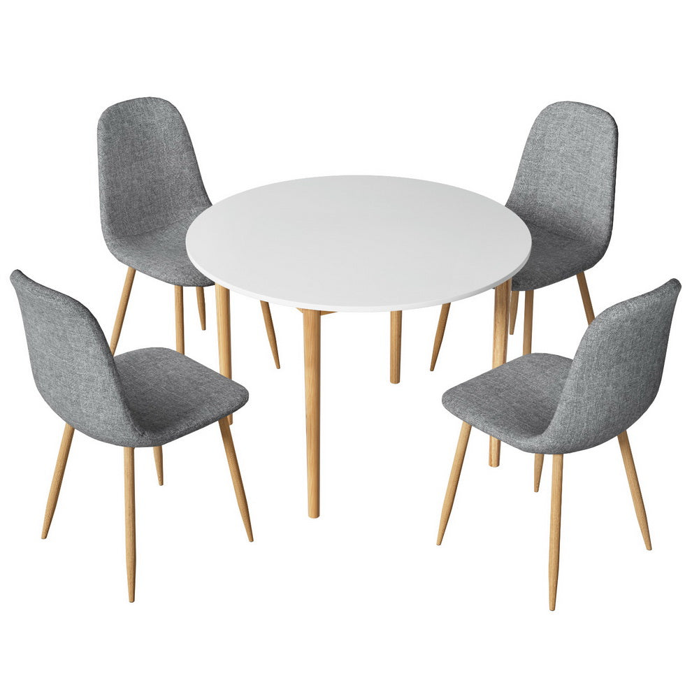 Artiss 1 Dining Table And 4 Chairs Set White Grey Dining Sets