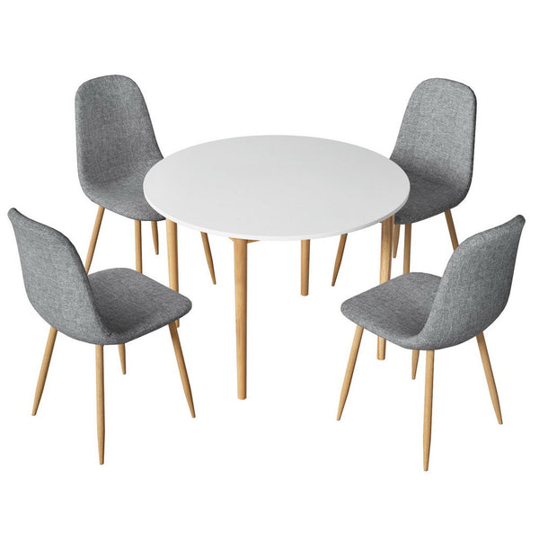 Artiss 1 Dining Table And 4 Chairs Set White Grey Dining Sets