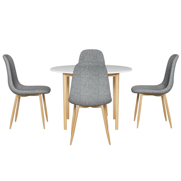 Artiss 1 Dining Table And 4 Chairs Set White Grey Dining Sets