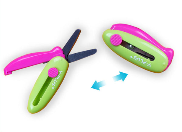 Yplus Cuckoo Spring Action Pocket Scissors Kids Craft Pink Green Scissors & Paper Trimmers