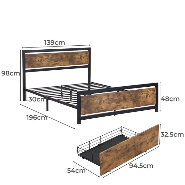 Levede Industrial Bed Frame Double Mattress Double Bed Frames