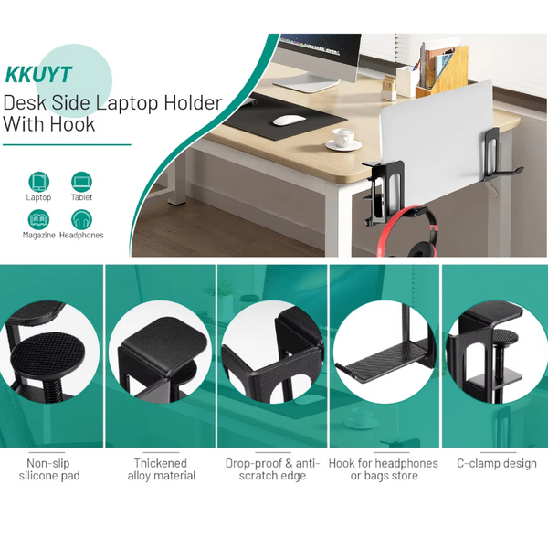 Steel Clamp Desk Side Laptop Holder Home Office Hanging Organizer Stands Holders & Car Mounts