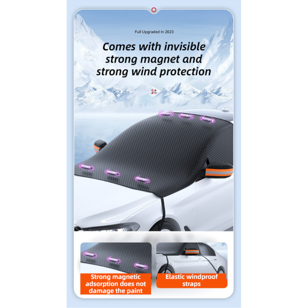 Durable Car Protector With Extra Large 253Cm Coverage All Season Snow & Sun 6 Magnet 4 Strap Windproof System(Black Green) Car Covers
