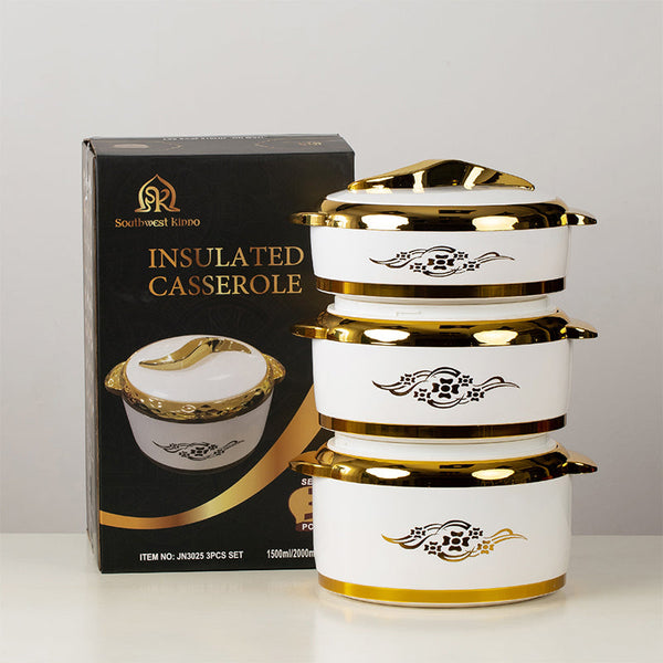 3 Piece Insulated Food Container Set (1.5L 2L 2.5L) Ideal For Ramadan Celebrations Weddings Family Gatherings & More Food Storage Containers