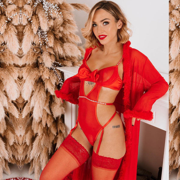 Style Splicing Red Bowknot One Piece Clothing With Rhinestone Embellishment Jumpsuits Rompers & Playsuits