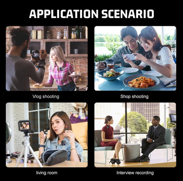 One To Two Wireless Lavalier Microphone Intelligent Noise Reduction Receiver Clip Microphones & Wireless Systems