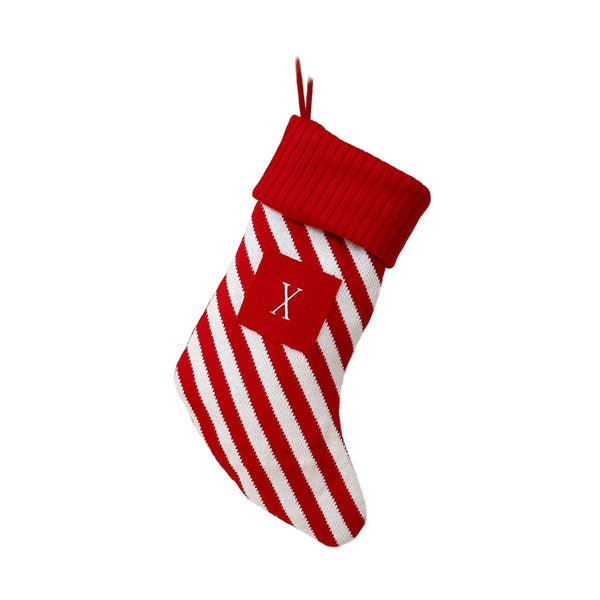 Festive Large Letter Christmas Stocking Red And White Stripe Tree Ornament Creative Holiday Decoration Seasonal Decorations