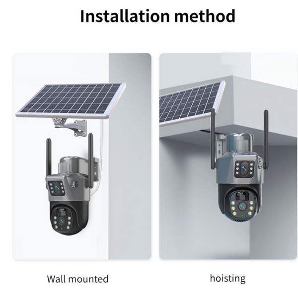 Solar Camera Wifi Dual Screen Gunball 10X Zoom Low Power Battery Wireless Monitor Security Cameras